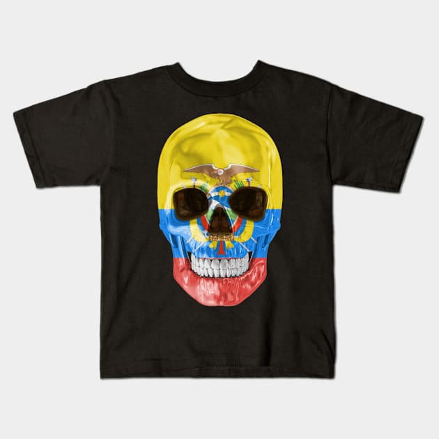 Ecuador Flag Skull - Gift for Ecuadorian With Roots From Ecuador Kids T-Shirt by Country Flags